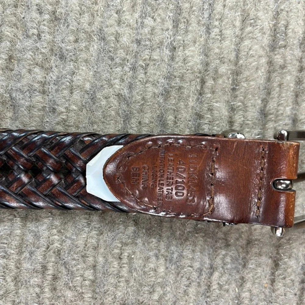 Dockers Mens Braided Leather Belt Brown Mahogany Woven 40/100 11DK04SS
